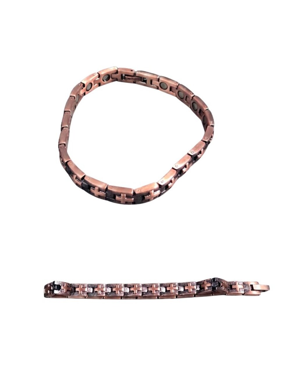 NIP | Copper Tone Magnetic Therapy Cross Link Bracelet